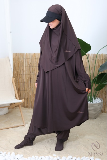 Jilbab de bain chocolat avec sarouel ample by neyssa