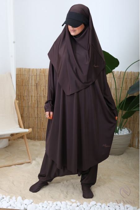 Jilbab de bain chocolat avec sarouel ample by neyssa