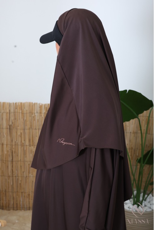 Schokoladenbrauner Bade-Jilbab mit weitem Sarouel von Neyssa