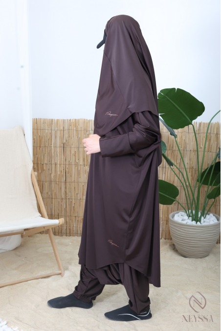 Jilbab de bain chocolat avec sarouel ample by neyssa