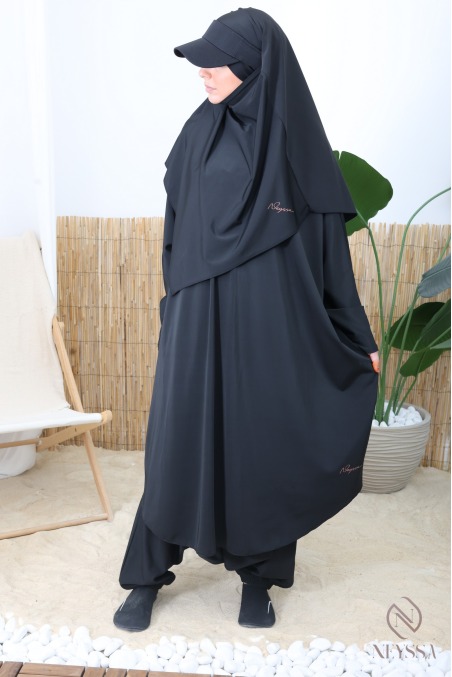 3-teiliger Bade-Jilbab mit zum Binden bestimmtem Khimar
