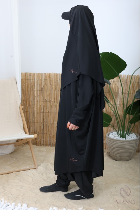 Jilbab de bain 3 pièces avec khimar à nouer, tissu hydrofuge neyssa