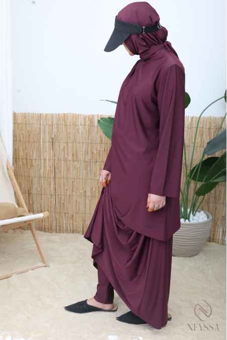 3-Piece Fig-Print Burkini with Long Skirt in Neyssa Water-Repellent