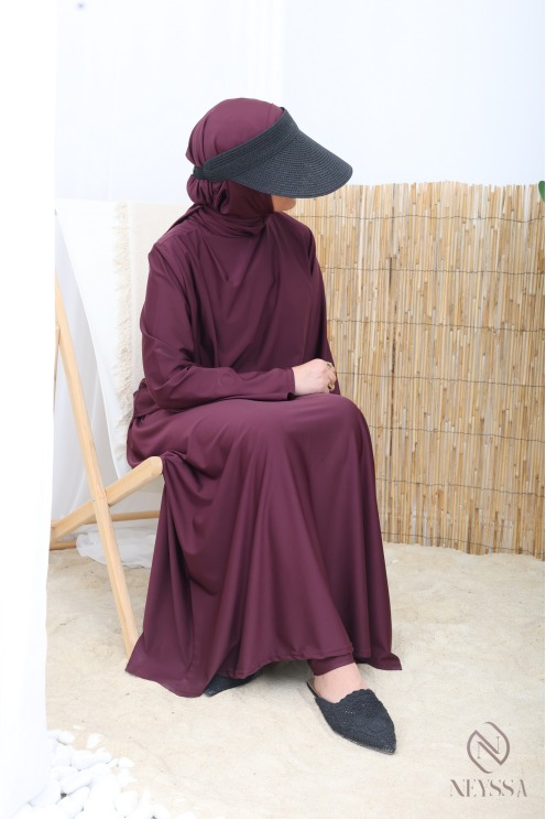 3-Piece Fig-Print Burkini with Long Skirt in Neyssa Water-Repellent