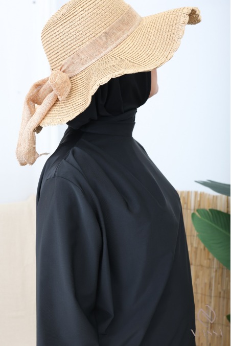 Burkini noir tendance avec jupe longue tissu maillot de bain