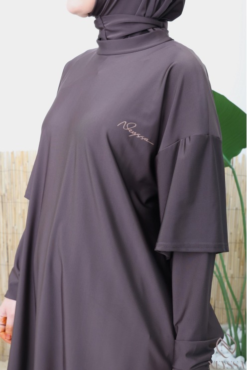 Burkini sportif chocolat neyssa idéal pour la natation et le sport