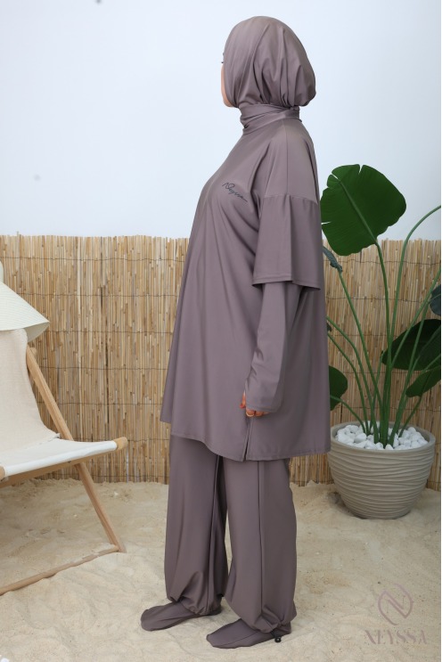 Modischer, schnell trocknender Burkini in Dunkelgrau