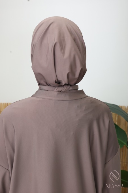 Trendy dark taupe quick-dry swim burkini