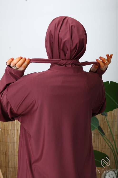 Burkini 3 pièces tunique + palazzo + cagoule de bain tissu hydrofuge