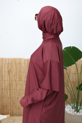 Burkini 3 pièces tunique + palazzo + cagoule de bain tissu hydrofuge 2