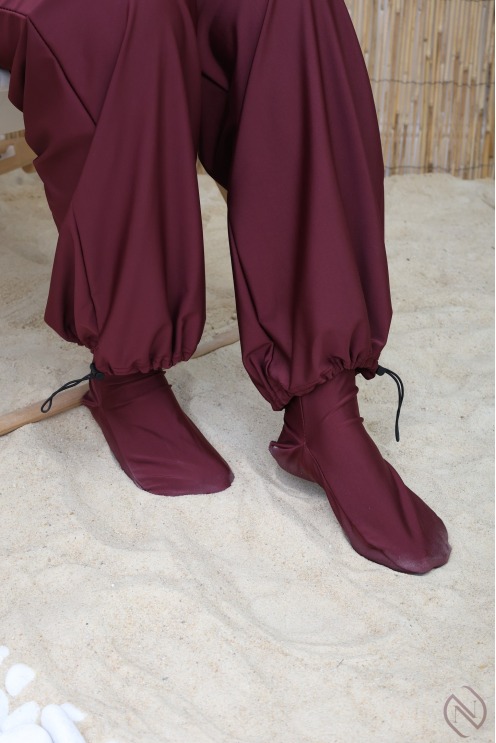 Burkini 3 pièces tunique + palazzo + cagoule de bain tissu hydrofuge