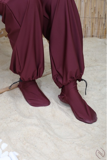 Burkini 3 pièces tunique + palazzo + cagoule de bain tissu hydrofuge