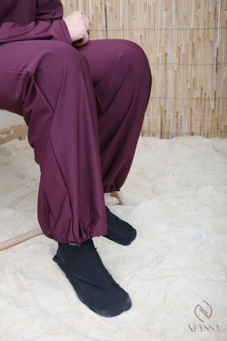 Burkini femme tissu hydrofuge pour femme voilée marron 2