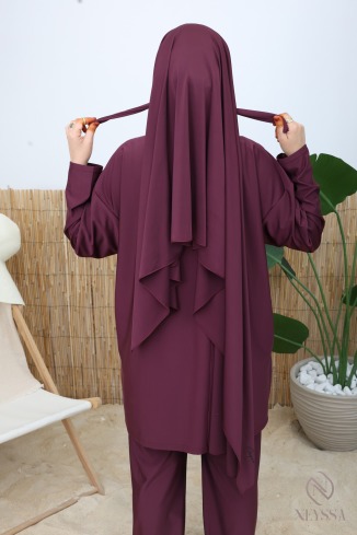 Hijab de bain à nouer Figue conçu pour le Burkini Neyssa