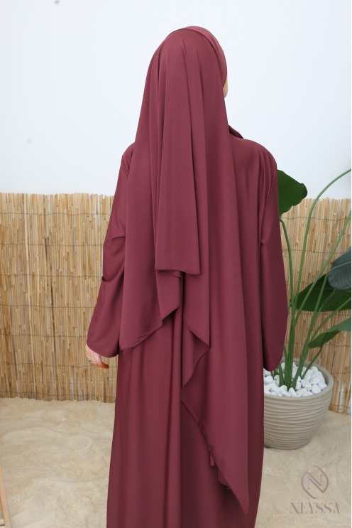 Bade-Hijab zum Binden in der Farbe „Feige“, speziell für den Burkini