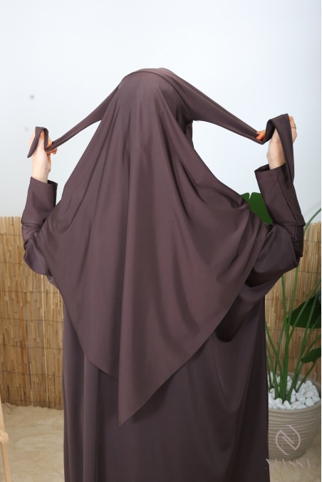 Burkini chocolat modeste jilbeb de bain avec khimar