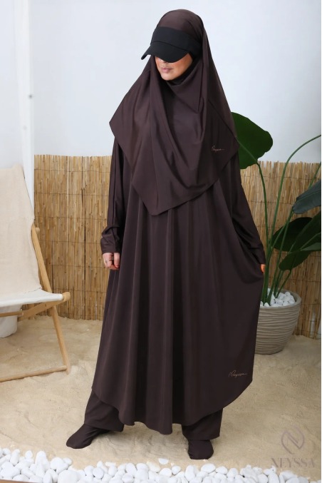 Modest Schokolade Burkini für Frauen Bad Jilbeb mit Khimar