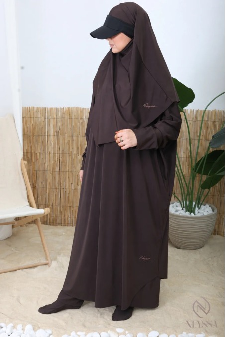 Modest Schokolade Burkini für Frauen Bad Jilbeb mit Khimar