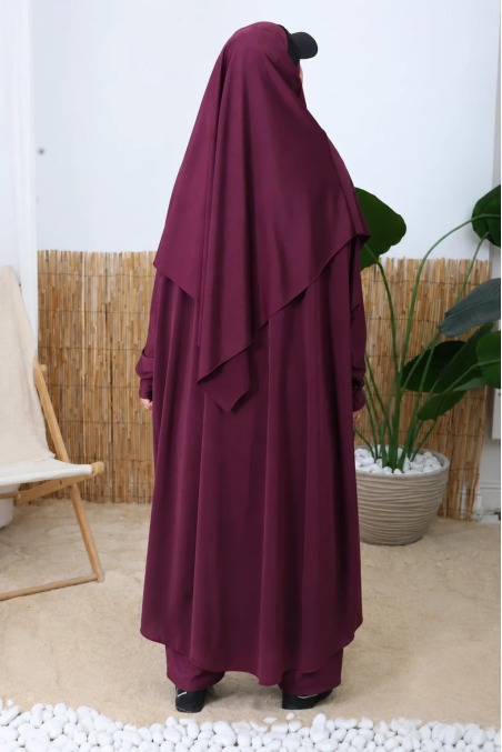 Burkini Stil Jilbeb Khimar Bad, lange Tunika, Palazzo Frau