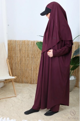 Burkini Stil Jilbeb Khimar Bad, lange Tunika, Palazzo Frau