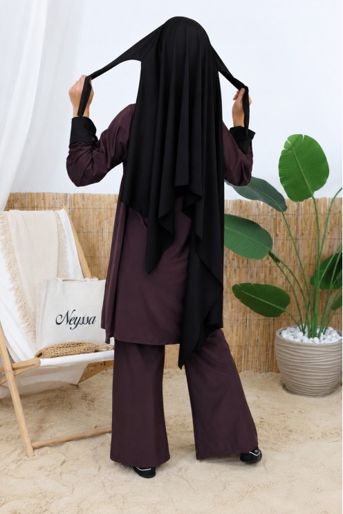 Burkini with tie-up tunic, palazzo pants and swim hijab, high-quality