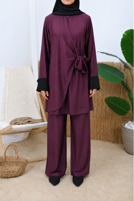 Burkini with tie-up tunic, palazzo pants and swim hijab, high-quality
