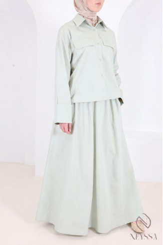Ensemble coton vert d'eau by neyssa jupe & chemise assorties