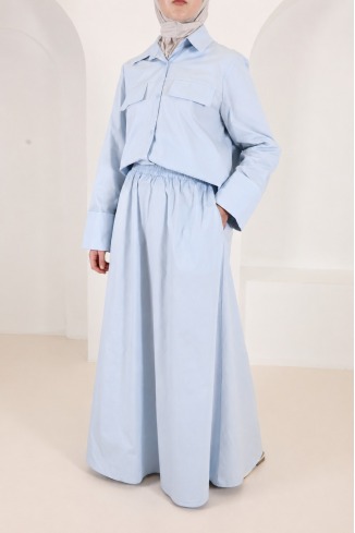 Ensemble jupe et chemise oversize femme baby blue 2