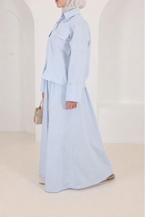Ensemble jupe et chemise oversize femme baby blue