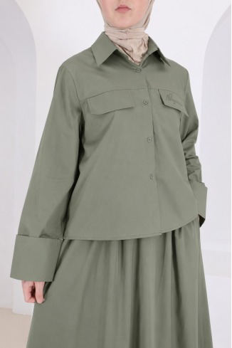 Ensemble femme chic en coton Jupe longue & chemise 2
