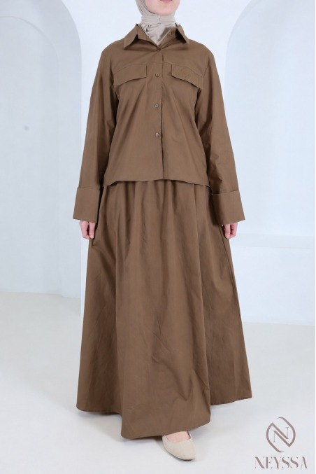Ensemble femme jupe longue et chemise en coton Neyssa