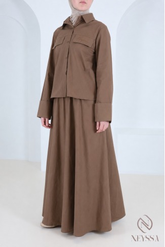 Neyssa Women's Long Skirt and Cotton Blouse Set