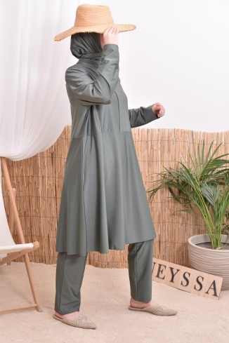 Burkini set, long tunic with zip, pants and hood, quick-drying