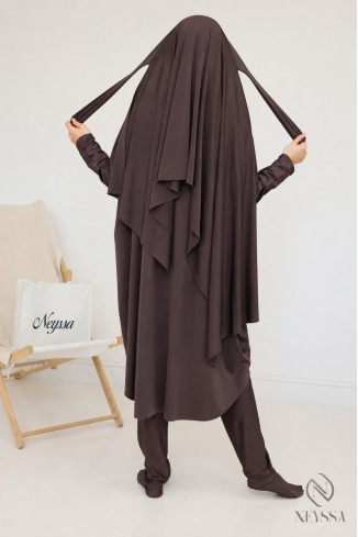 Burkini de bain noir coupe papillon extra ample, sechage rapide 2