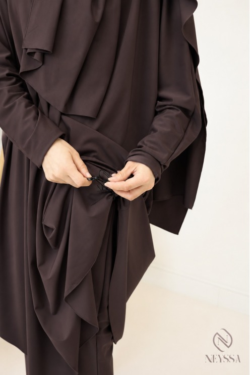 Burkini de bain noir coupe papillon extra ample, sechage rapide