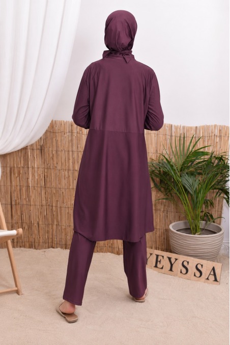 Moderner Burkini im Feigen-Stil mit Reißverschluss