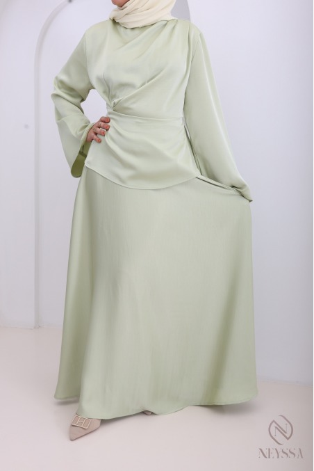 Green Long Skirt 2-Piece Set for Special Occasions