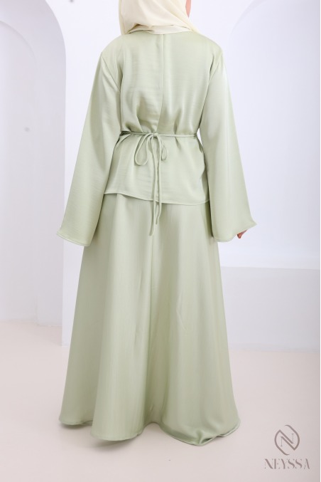 Ensemble 2 pièces jupe longue vert pour cérémonie