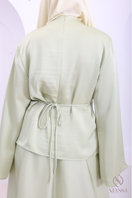 Green Long Skirt 2-Piece Set for Special Occasions