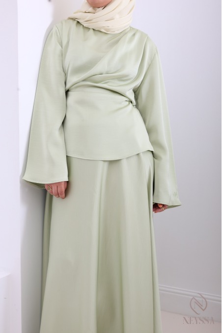Ensemble 2 pièces jupe longue vert pour cérémonie
