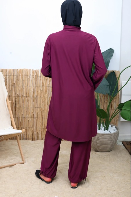 Burkini style japonais cagoule, tunique longue, palazzo femme