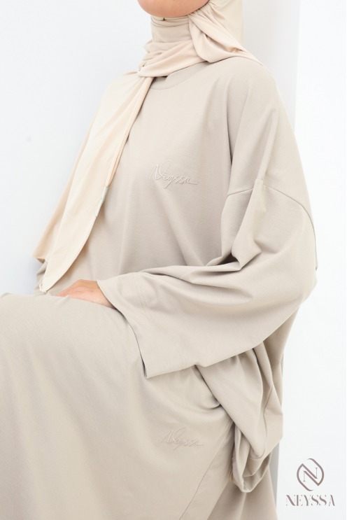 Ensemble Neyssa modeste beige avec jupe longue femme