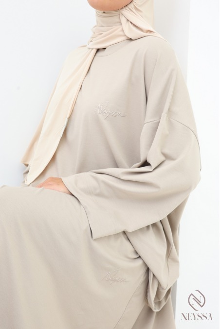 Ensemble Neyssa modeste beige avec jupe longue femme