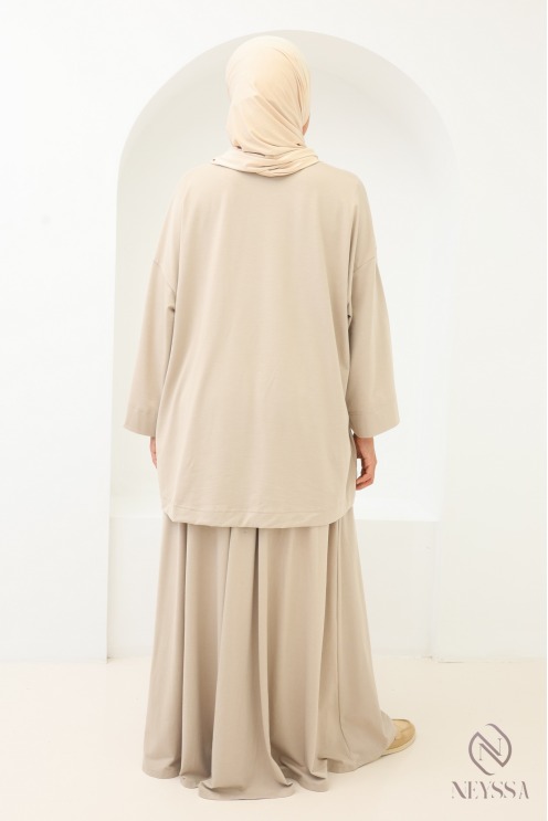 Neyssa Modest Beige Set with Long Skirt for Women