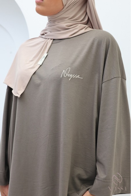 Oversize-Set mit langem Rock für Damen in Greige
