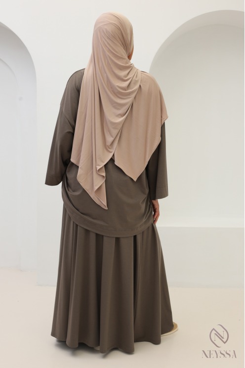 Oversize-Set mit langem Rock für Damen in Greige