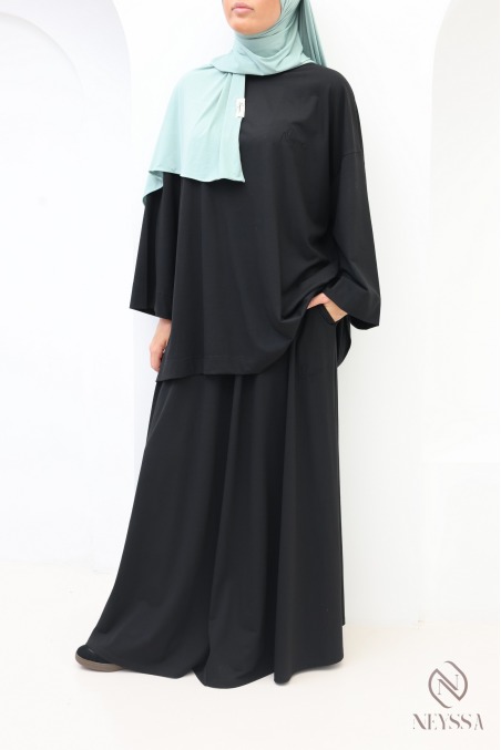 Ensemble 2 pièces modeste tee-shirt oversize et jupe longue