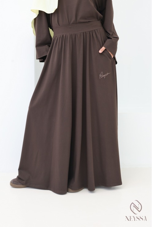 Ensemble femme jupe longue et haut ample marron neyssa