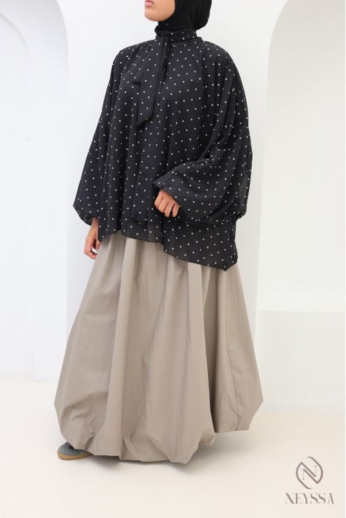 Jupe coupe ballon en coton taupe tendance hijabi