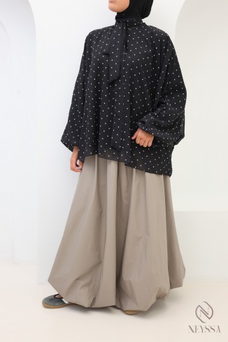 Jupe coupe ballon en coton taupe tendance hijabi 2